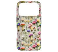 Embroidered Mushrooms Wild Flowers Cottagecore Aesthetic Case for iPhone 17 Pro
