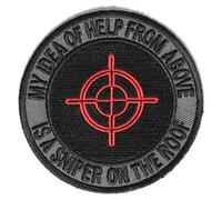 Embroidered My Idea of Help from Above Sniper on Roof Iron on Patch