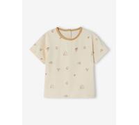 Embroidered organic cotton T-shirt for baby boys ecru