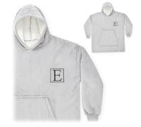 Embroidered Oversized Hoodie Custom Monogram Personalised Fleece Hoodie For Him For Her Couples Gift (Grey)