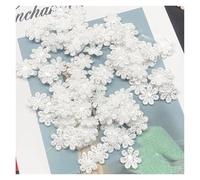 Embroidered Patch 100PCS Mini Handmade Fabric Flower Appliques Patches for Wedding Decoration Craft Sewing Accessories 1.3cm(White)
