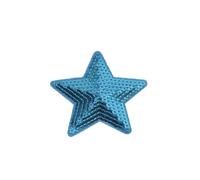 Embroidered Patch 10pcs Big Sequined Star Patches Embroidery Glitter Fabric Appliques DIY Patchwork Crafts Sewing Jeans Coats Badge Suits(Light Blue)