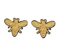 Embroidered Patch 10pcs Embroidery Gold Silver Bee Patch Cartoon Insect Sticker DIY Sewing Fabric Appliques(4.3 x 5.3cm Gold)