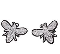 Embroidered Patch 10pcs Embroidery Gold Silver Bee Patch Cartoon Insect Sticker DIY Sewing Fabric Appliques(2.8 x 3.4cm Gold)