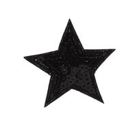 Embroidered Patch 10pcs Sequined Star Patch Glitter Stars Stickers DIY Fabric Appliques Embroidered Iron(Black)