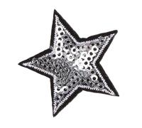 Embroidered Patch 10pcs Sequined Star Patch Glitter Stars Stickers DIY Fabric Appliques Embroidered Iron(Silver)