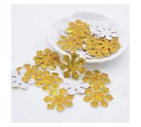 Embroidered Patch 120Pcs Glitter Silver Snowflake Cloth Appliques Sewing On Christmas Decor Accessories Clothing Bag Hat DIY Patches(Gold)