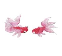 Embroidered Patch 2pcs Goldfish Animal Fish Embroidered Patches Chinese Ethnic Style DIY Sewing Patch Embroidery Applique Decorations for Clothes Shoes(Goldfish Pink A)