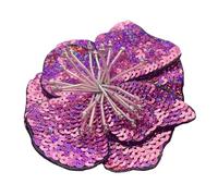 Embroidered Patch 2pcs Handmade Large Sequins Flowers Embroidered Shinning Applique Fashion Clothing Sewing On Patch Accessories(Purple)