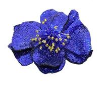 Embroidered Patch 2pcs Handmade Large Sequins Flowers Embroidered Shinning Applique Fashion Clothing Sewing On Patch Accessories(Blue Color)