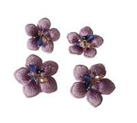 Embroidered Patch 4pcs DIY 3D Flower Rhinestone Beaded Patches for Clothing Embroidery Lace Appliques for Bags Decorative Parches Badge for DIY Clothes(Model 4)
