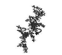 Embroidered Patch 5Pcs Delicate Silk Embroidered Sequins Gold White Red Lace Applique Wedding Accessories Multicolor Cord DIY(Black)