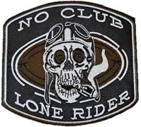 Embroidered Patch Iron On Sew On Patch Skull No Club Lone Rider | Biker Patch Knotable / Iron-On Patch | MC Biker Sticker | DIY