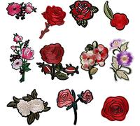 Embroidered Patches, 11 pcs Rose Flower Embroidery DIY Sew Iron On Patch Bag Hat Jeans Applique Durable