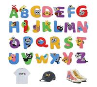Embroidered Patches, 26PCS Iron-on Letters Patch Stickers Animal Shaped DIY Alphabet Decorative Craft Patches Accessories Cute Sew on Appliques for School Bags Clothes Jackets Hats Backpacks Jeans