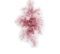 Embroidered Patches,32x19cm Embroidery Lace 3D Handmade Wedding Dress Accessories Cloth Patch Mesh Bottom(Pink)