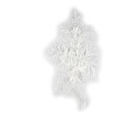 Embroidered Patches,32x19cm Embroidery Lace 3D Handmade Wedding Dress Accessories Cloth Patch Mesh Bottom(White)