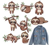 Embroidered Patches - 8 Pieces Cute Sloth Shape Iron on Applique | Polyester Thread, DIY Fabric Repair Patches for Clothing Shirt Dress, Crafting Accessories for Girls Backpacks