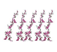 Embroidered Patches - Flower Butterfly Iron on Patches - 5 Piece Applique Decals for Repair Fabric Sewing Art Clothes Dress Hats Blouses Jackets Shirts Bags
