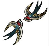 Embroidered Patches Retro Swallows Birds Iron On Patches DIY Sewing Sticker Clothes 1Pair