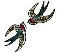 Embroidered Patches Retro Swallows Birds Iron On Patches DIY Sewing Sticker for Clothes 1Pair