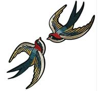 Embroidered Patches Retro Swallows Birds Iron On Patches DIY Sewing Sticker for Clothes. 1Pair