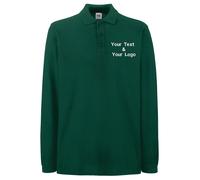 Embroidered Personalised Text Fruit of the Loom Premium Long Sleeve Polo Unisex