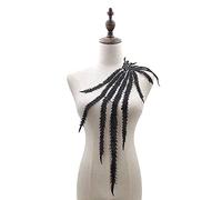 Embroidered Phoenix Tail Collar Appliqué, Embroidery Patch, Phoenix Tail Applique Patches, Tactical Collar for Sewing, Craft, Costume, Wedding Dress, Wedding Dress, Decoration, Black