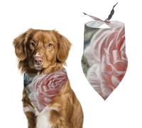 Embroidered Pink Roses Pet Scarf Adjustable Pet Accessories Triangular Scarf Washable Floral Print Puppy Bib Bandana Stylish Comfortable Cat Scarves for Holiday Scarfs