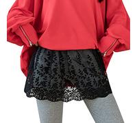 Embroidered Plus Size Mini Skirt See Through Lace Shirt Extenders for Leggings Sweet Sheer High Rise Summer Skirts A Line Skirt Graceful Skirts for Women Trendy Half Slip Mini Skirts Black