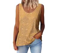 embroidered polo shirts ladies animal print blouse for womens tops size 16 ladies tunic size 10 womens knitted tank tops black satin camisole tops for women (Women's Sparkle Sequin Tops Gold,XXL)