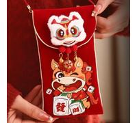 Embroidered Red Bag with Strap for CNY Embroidered Red Bag with(B)