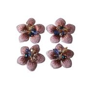 Embroidered Repair Applique Patches, 4 Pcs DIY 3D Rhinestone Beaded Flower Embroidered Patches Appliques Multicolor 4cm 3.5cm(Model 3)
