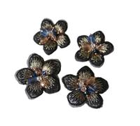 Embroidered Repair Applique Patches, 4 Pcs DIY 3D Rhinestone Beaded Flower Embroidered Patches Appliques Multicolor 4cm 3.5cm(Model 8)