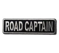 Embroidered Road Captain White on Black Iron on Patch