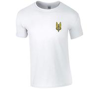 Embroidered SAS Special Air Service Insignia Mens T Shirt British Army Military (2XL, White)