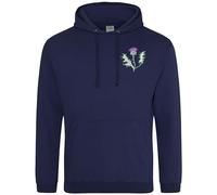Embroidered Scotland Badge Hoodie Men Women Rugby Scottish Thistle Supporters Top Nations, L, Navy