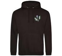 Embroidered Scottish Thistle Hoodie Men Rugby Scotland Supporters Nations Hooded Top, XXL, Black