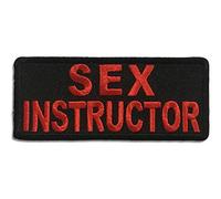 Embroidered Sex Instructor Red Black Iron on Patch