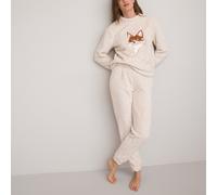 Embroidered Sherpa Pyjamas Beige Marl