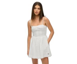 Embroidered short camisole dress for women Superdry White XL