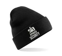 Embroidered Sia Approved Security Original Cuffed Beanie, Security Uniform Workwear Unisex Hat (Black)