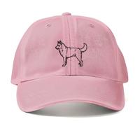 Embroidered Siberian Husky Vintage Dad Cap Unisex Hat Women Men Puppy Animal Gift, One Size, Light Pink