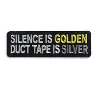 Embroidered Silence is Golden Duct Tape is Silver Iron on Patch