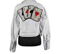 Embroidered Skull Playing Cards Patch Card Motorcycle Jacket Vest Biker Patch hot Rod Punk Rockabilly Applique Iron on 1piece (NO.4)