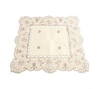 Embroidered Tablecloth Featuring Floral Arrangements and Lace Trim Satin Fabric for Wedding Celebration and Event Decor (3# (1# (square 40 * 40cm))