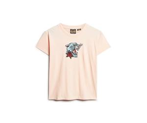 Embroidered tattoo effect fitted T-shirt for women Superdry Rose XS
