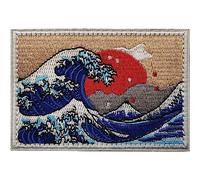 Embroidered the Great Wave Off Kanagawa Japan Patch Military Patches Badges Morale for Backpack