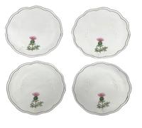 Embroidered Thistle Doilies Pack of 4 Scallop Edge Design Traditional Table Linen Doyley (12")