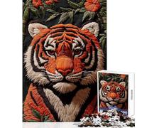 Embroidered Tiger Portrait 1000 Piece Jigsaw Puzzles Strengthen Cognitive Ability And Skill Soothing Serene Leisure Play (38x52cm)